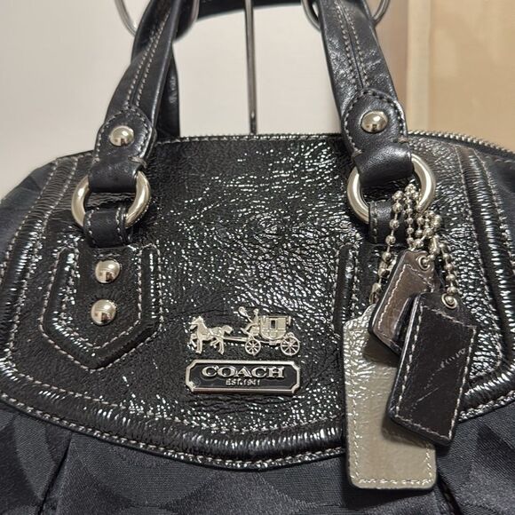 Coach OpArt Madison Sabrina Black Fabric/Leather Handbag. Shoulder/Crossbody. - Picture 2 of 10